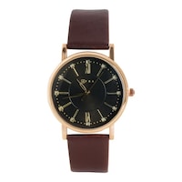 Afra Kara Lady's Watch with Leather Strap, Brown
