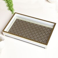 Picture of Pan Orme Mirror Tray, Gold and White, 40 x 25 x 6cm