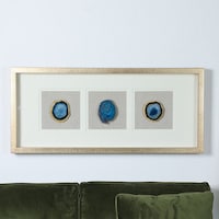 Pan Crissal 3 Shadow Box Frame, Blue & Gold, 40 x 90cm