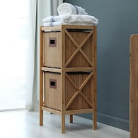Picture of Pan Dilek 3 Tier Bamboo Shelf with Basket