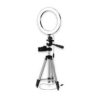 Mini Tripod Stand with USB Powered LED Ring Light, Black/Silver