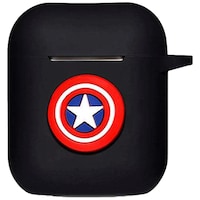 Picture of Mutiny Captain America Logo Silicon Apple Airpod Case Cover, MU481857, Black
