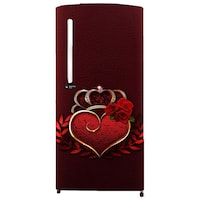 Creative Print Solution Heart with Crown Theme Single Door Fridge Sticker, BPSF215, 49 Inches, Wine