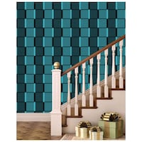 Picture of Creative Print Solution Box Patterned Wall Wallpaper, 244X41 cm, Blue