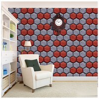 Picture of Creative Print Solution Hexagonal Wall Wallpaper, 244X41 cm, Red & Grey
