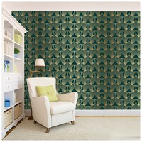 Picture of Creative Print Solution Half Circle Wall Wallpaper, 244X41 cm, Green & Golden