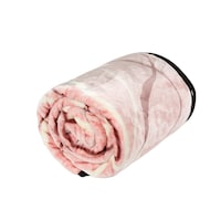 Saralon Flower Design & Tiger Print Blanket, Black & Light Pink - 160X220 Cm