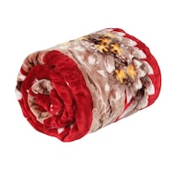 Saralon Single Blanket Flower Design, Dark Red & Brown - 160X220 Cm