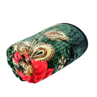 Solaris Single Blanket Flower Design, Dark Green & Red - 160X220 Cm
