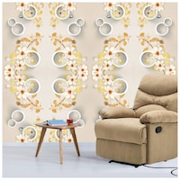 Picture of Creative Print Solution Circle Flower Wall Wallpaper, 244X41 cm, White