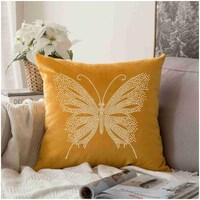 Picture of eWeft Digital Butterfly Printed Satin Cushion Cover, 12x12 inch, Turmeric
