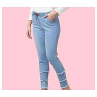 Picture of Karvaan Fashion Girl Plain Denim Jeans, Sky Blue