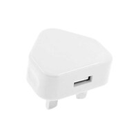 UK 3 Pin USB Plug Adapter, White