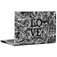 PIXELARTZ Love Graffiti Printed Laptop Sticker, Black & White