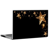 Picture of PIXELARTZ Sparkling Stars Printed Laptop Sticker, Black & Gold