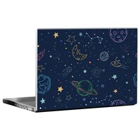 Picture of PIXELARTZ Space Pattern Printed Laptop Sticker, Multicolour