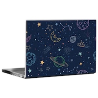 Picture of PIXELARTZ Space Pattern Printed Laptop Sticker, Multicolour