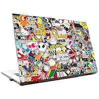 Picture of PIXELARTZ GTA Collage Printed Laptop Sticker, Multicolour