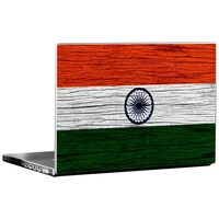Picture of PIXELARTZ Indian Flag Wooden Texture Printed Laptop Sticker, Multicolour