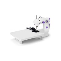 Multifunctional Sewing Machine with Power Adapter & Accessories, White & Purple