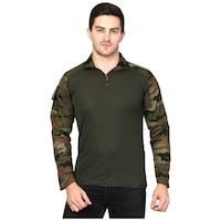Militia Men's Polo Neck T-Shirt, DE0788455, M, Dark Green