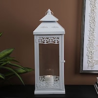 Vintage Albion Candle Lantern, 23x63cm - White