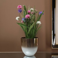 Ombre Round Planter, 23cm - White and Gold