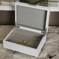 Pan Orme Mirror Jewelry Box, Gold & White