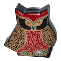Owl Shaped Leather Piggy Bank, 2644, Multicolour