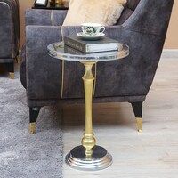 Pan Cinque Accent Round Table, Silver & Gold