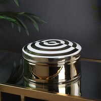Pan Premium Mazed Trinket Box, White and Gold, 15 x 15 x 8cm