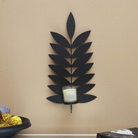 Leaf Wall Candle Holder, 10x50cm - Black
