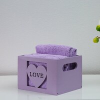 Picture of Pan Love Towel with Basket, Purple, 14 x 12 x 10cm, Set of 4