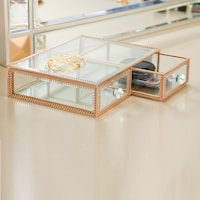 Picture of Loana 2-drawer Cosmetic Organizer, 19x6cm - Gold