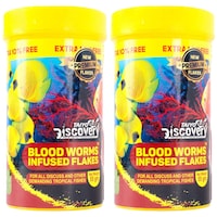 Picture of Taiyo Pluss Discovery Blood Worm Infused Flakes Fish Food, 55 gm, Pack of 2