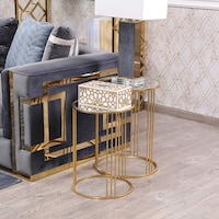 Pan Homies End Table, Gold, Set of 2