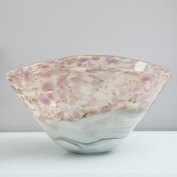 Pan Amethyst Handblown Glass Bowl, Pink & Grey