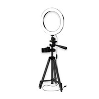 USB Powered LED Ring Light with Mini Tripod Stand, Black/Silver