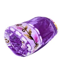 Royal Eskymoon Two Ply Embossed Blanket Flower Design, Dark Purple - 220X240 Cm
