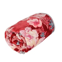 Picture of Saralon Soft & Elegant Blanket Flower Design, Dark Red & Gray - 160X220 Cm