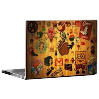 Picture of PIXELARTZ Hipster Collage Printed Laptop Sticker, Multicolour