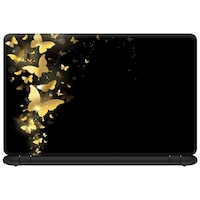 Picture of PIXELARTZ Butterflies Printed Laptop Sticker, Golden/Black