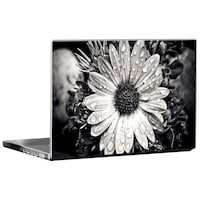 PIXELARTZ Flower Printed Laptop Sticker, PXL0460741, Black & White