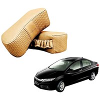 Kozdiko Car Vastra Neck Pillow Cushion for Honda City Ivtec, KZDO785218, Beige, Set of 2