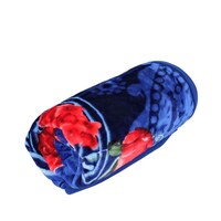 Rebecca Single Blanket Flower Print, Navy Blue & Red - 160X220 Cm