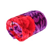 Rebecca Single Blanket Flower Print, Dark Purple & Red - 160X220 Cm
