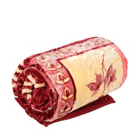Picture of Saralon Double Bed Blanket Flower Design, Maroon & Yellow - 220X240 Cm