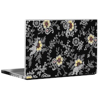 Picture of PIXELARTZ Flower Pattern Printed Laptop Sticker, PXL0460745, Black & White