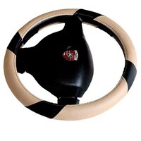 Kavach Leatherite Steering Cover for Maruti Alto K10, CA40833, Beige & Black