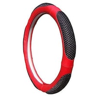 Picture of Kavach Leatherite Steering Cover for Toyota Car, CA40896, Black & Red